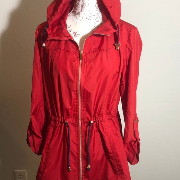 Susan Graver Red Lightweight Hooded Jacket - Size S - Picture 11 of 16